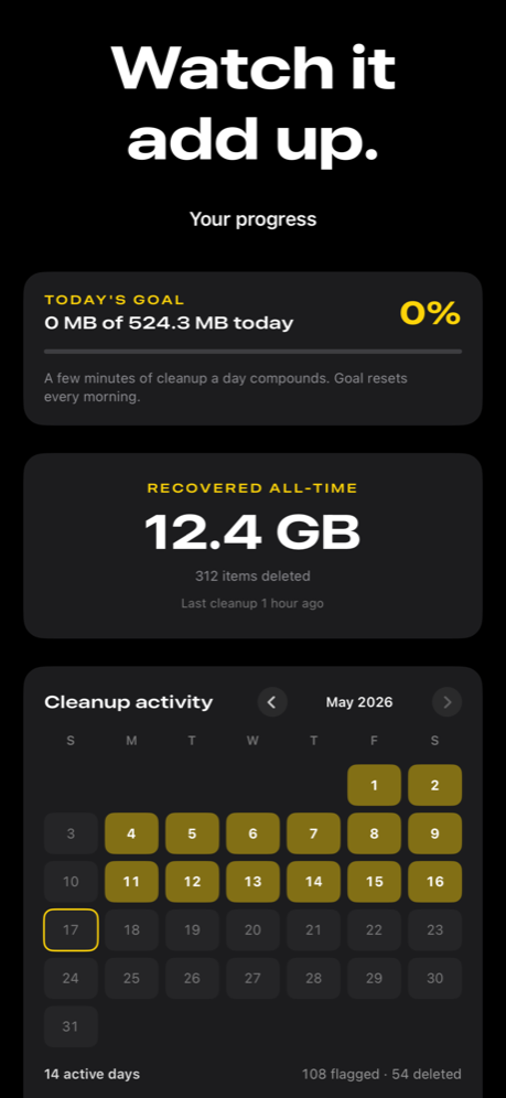 Declutter — cleanup stats and progress