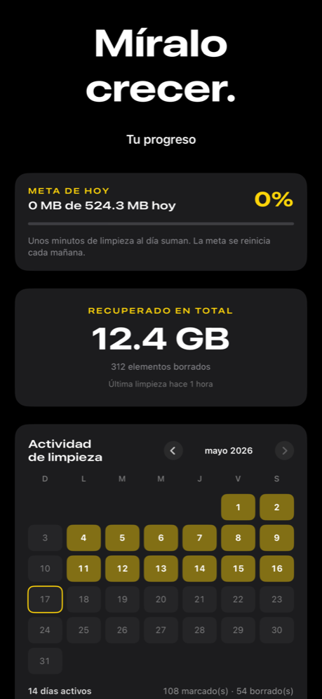 Declutter — estadísticas de limpieza