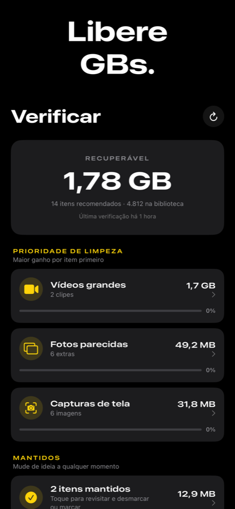 Declutter — resultados da varredura