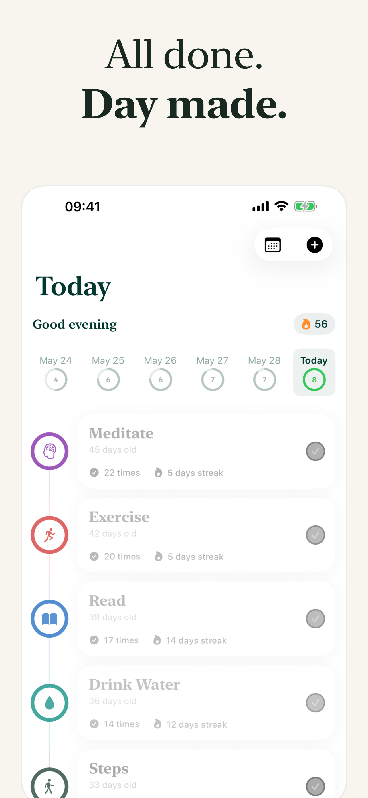 MNDFUL — all habits done for the day