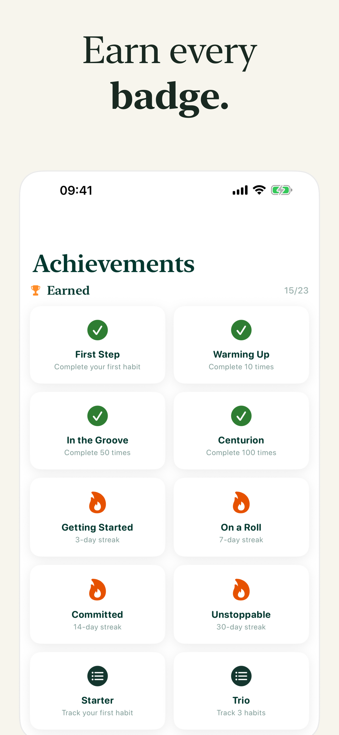 MNDFUL — achievements and badges