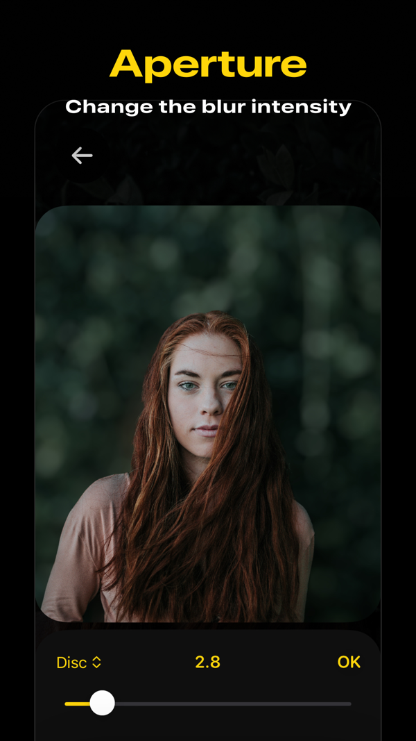 Portrat — Adjustable aperture f/1.4 to f/16