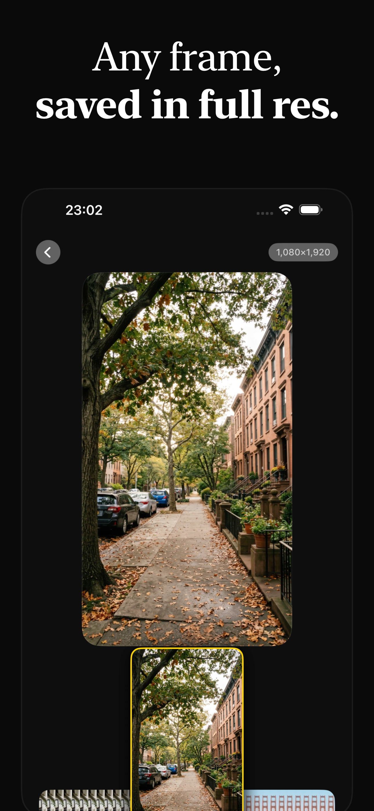 Thumbs — finding a frame on a street scene