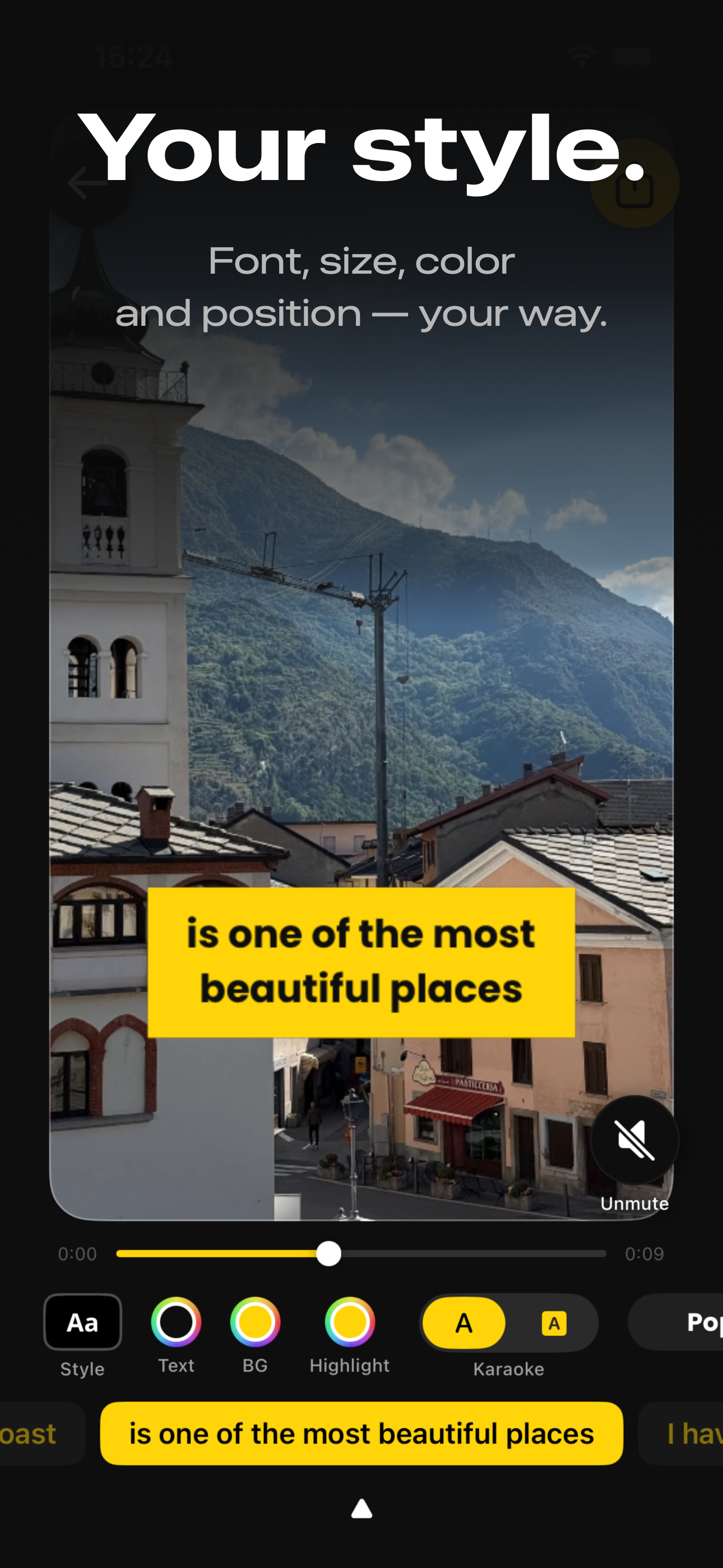 Style your captions — font, size, color, position