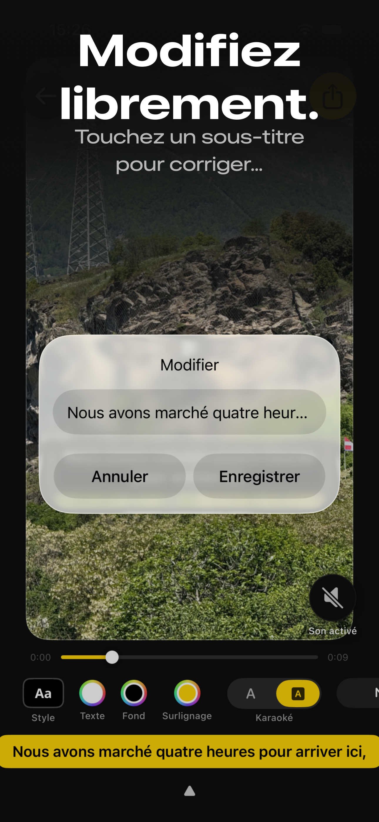 Video Captions — modifier les sous-titres
