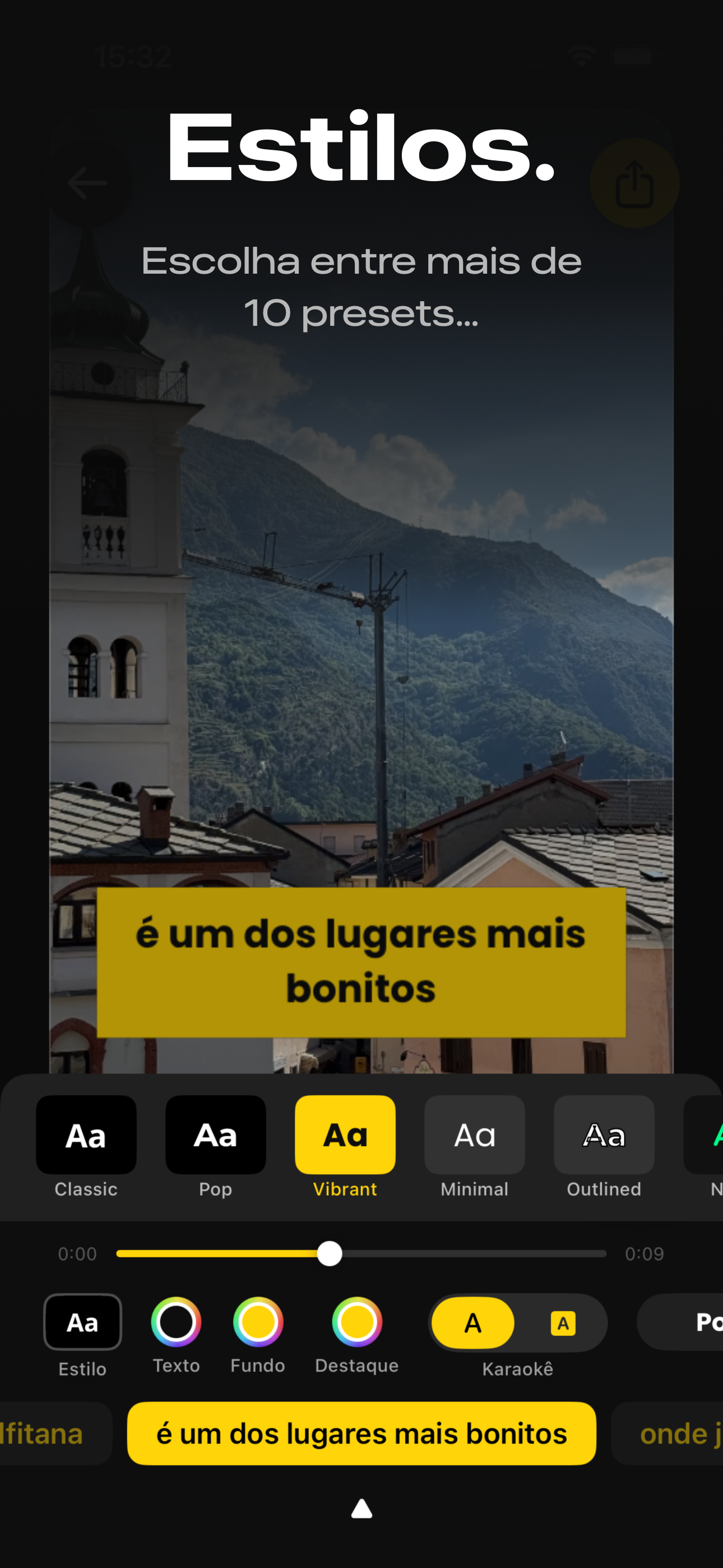 Video Captions — estilos de legendas