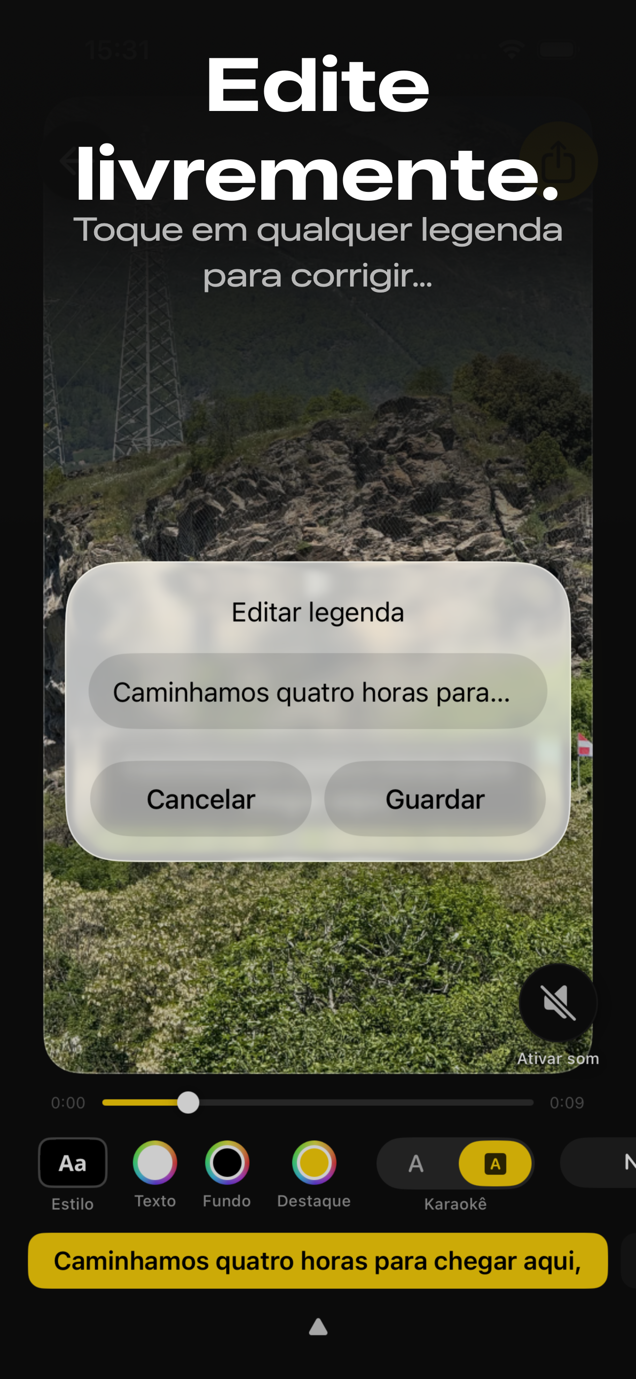 Video Captions — editar legendas
